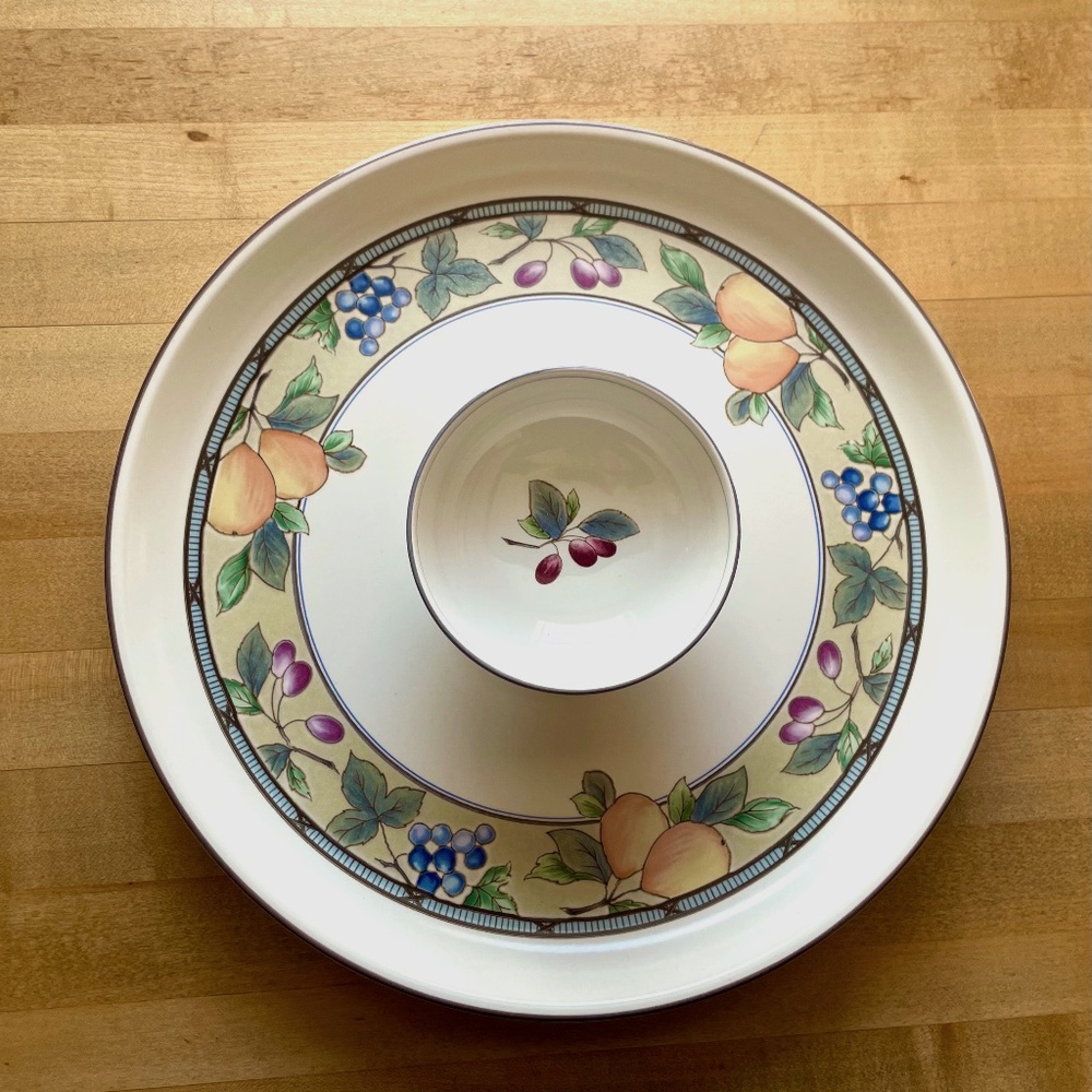 Vintage Mikasa Chip & Dip Set Garden Party in box